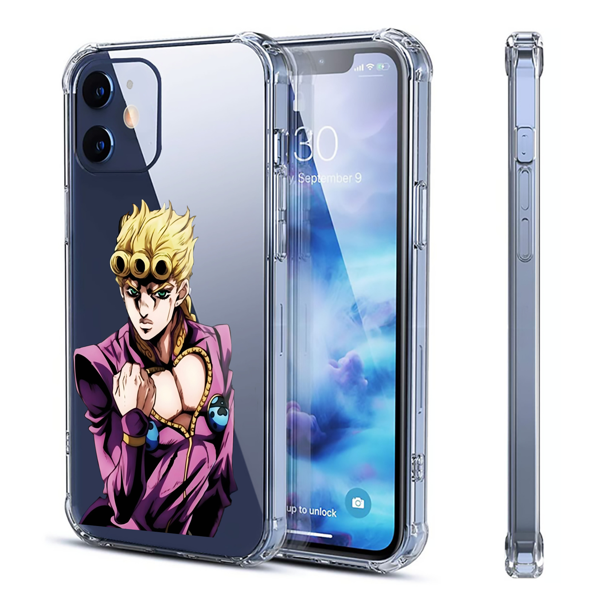 （画像用） ジョジョの奇妙な冒険 ジョルノ?ジョバァーナ JoJo's Bizarre Adventure Giorno Giovanna 【iPhone 12シリーズ対応】透明スマホケース（クリアソフトケース）